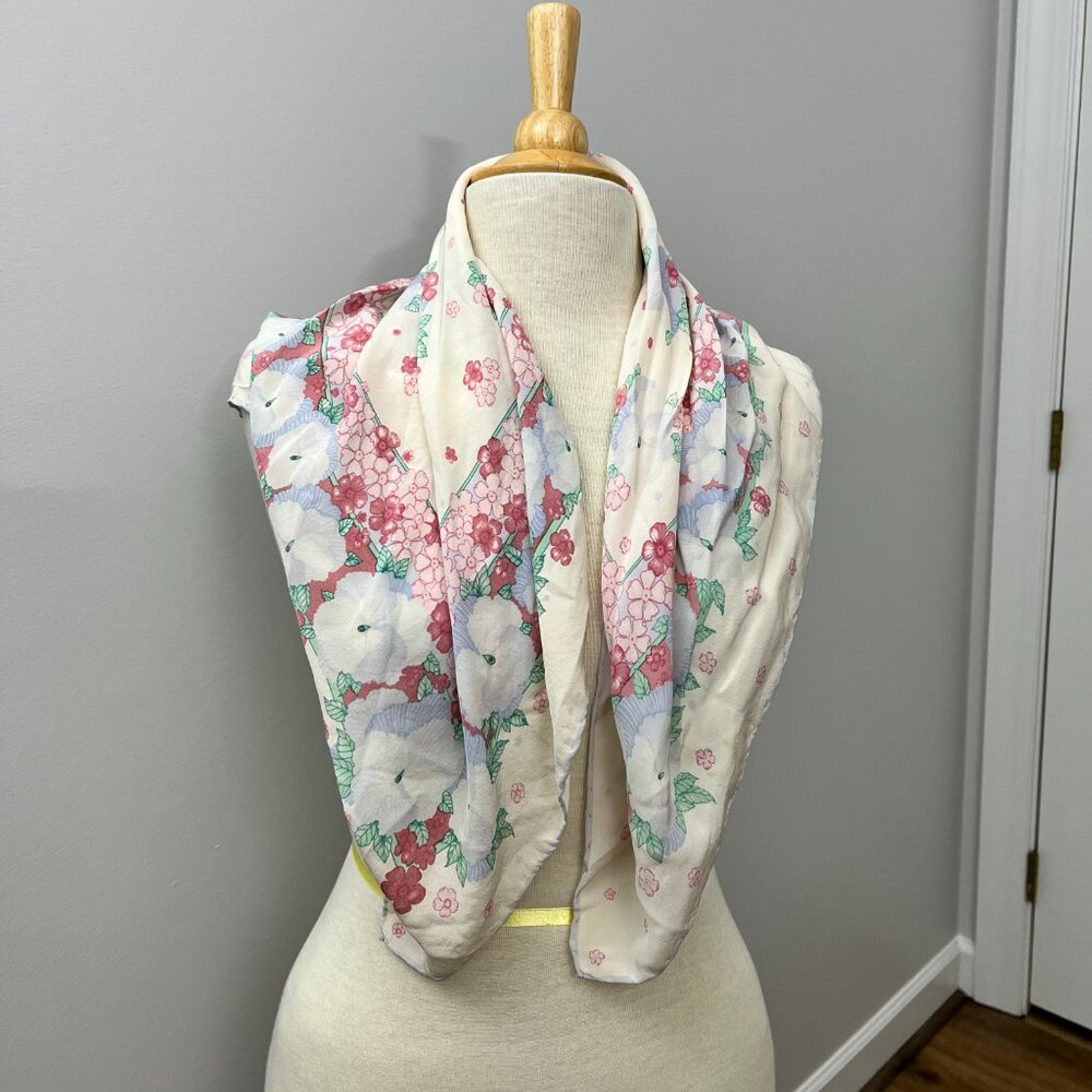 Baar & Beards Patty Smith Floral Pansy Silk Scarf Vintage